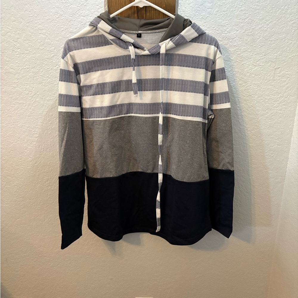 Striped Hoodie with Color Block Design
